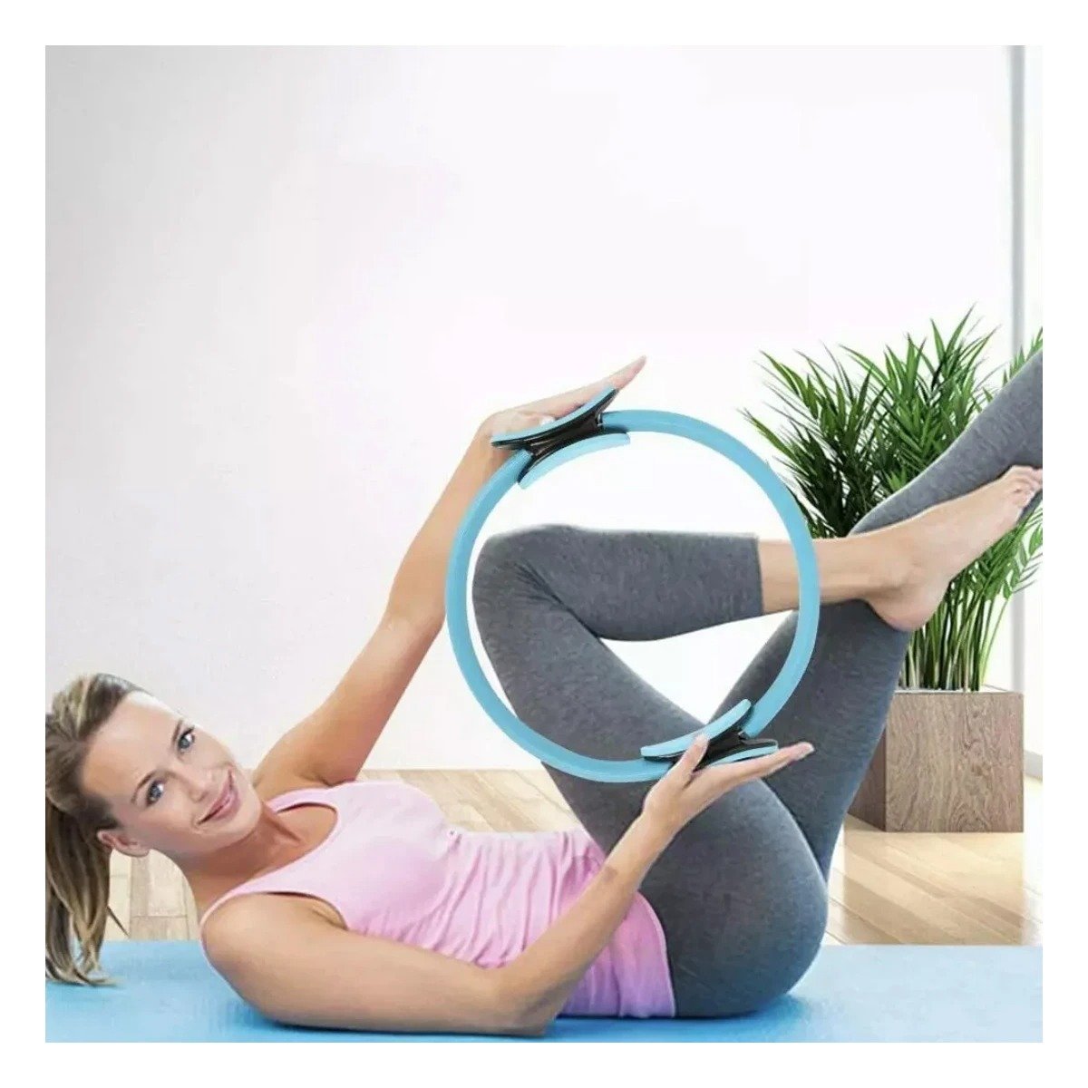 PACK6 ARO PILATES 40 CM CELESTE PARA USAR EN CASA Y MEJORAR EQUILIBRIO Y+REGALO STICKER - 5