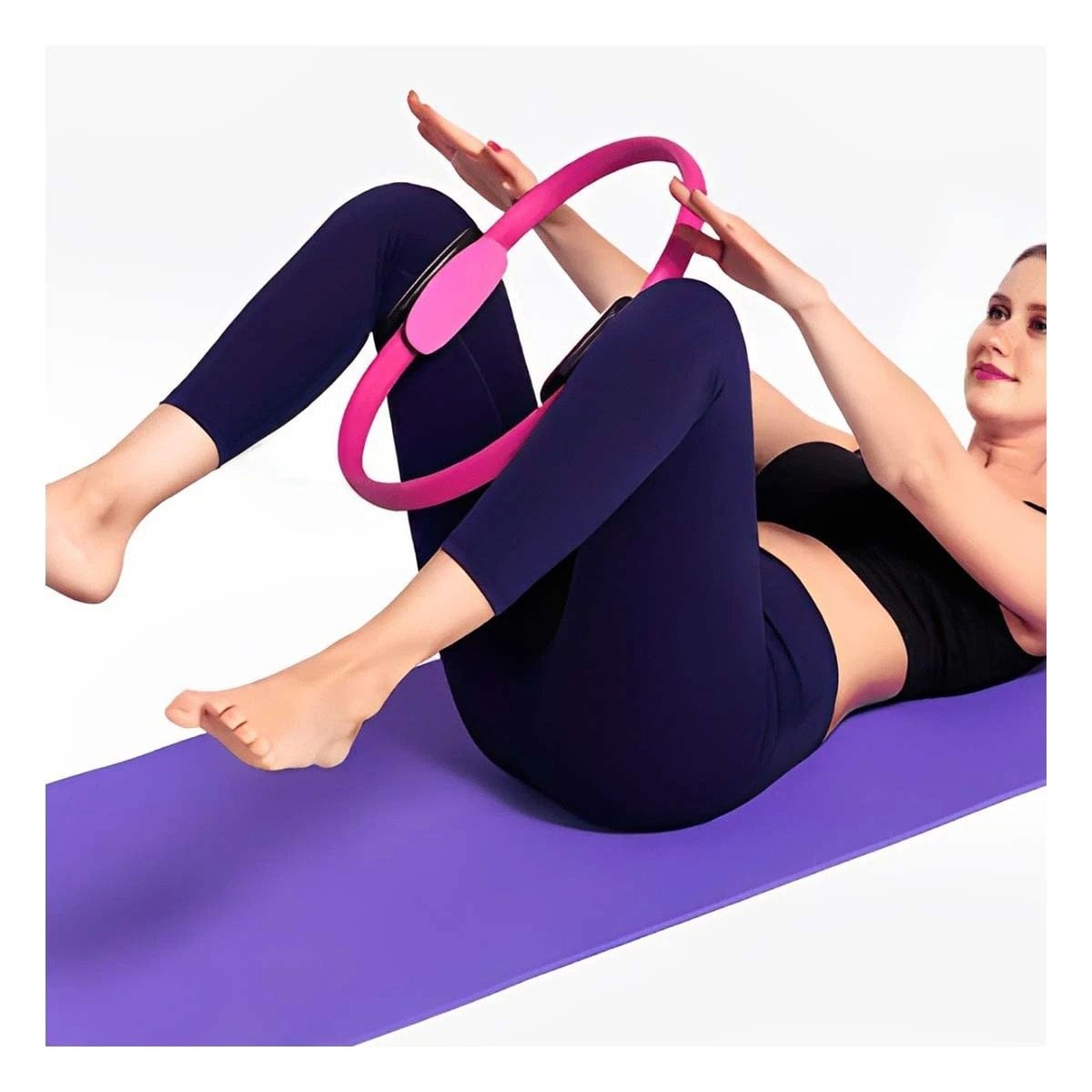 ARO PILATES 40 CM ROSADO PARA TONIFICAR CUERPO Y MEJORAR FLEXIBILIDAD Y+LIGAS REGALO - 2