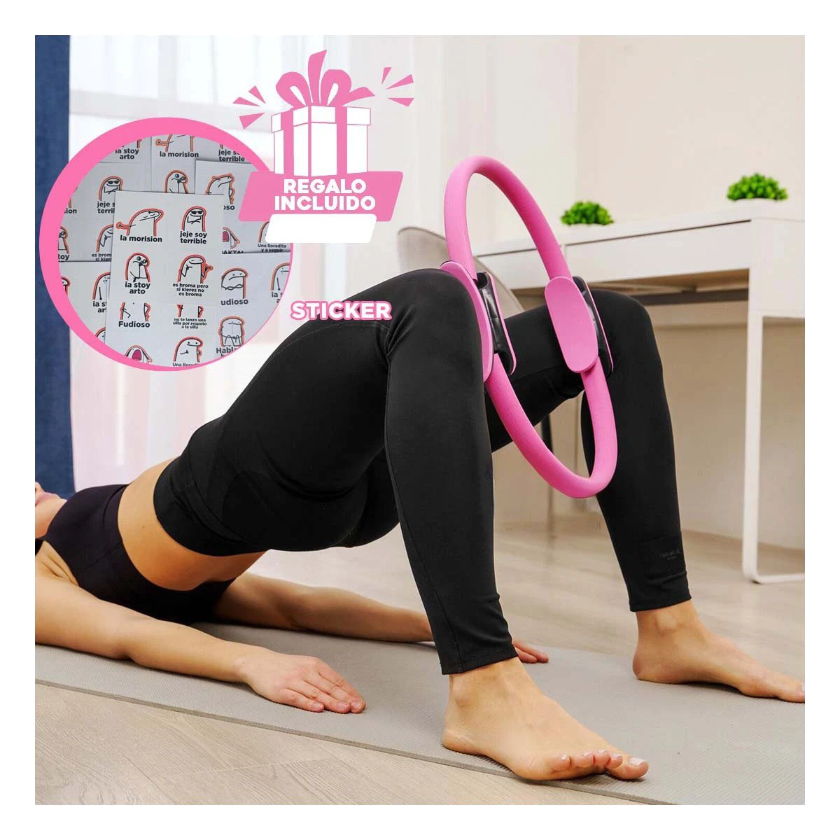 RUEDA FUNCIONAL 40 CM ROSADO PARA ESTIRAMIENTO Y TONIFICACION DIARIA Y+REGALO STICKER - 1