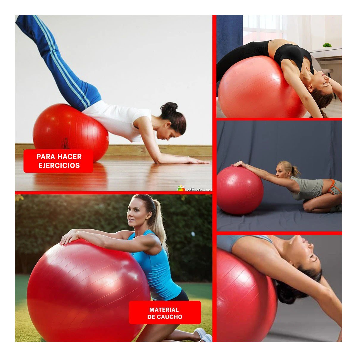 PACK6 CIRCULO DE ENTRENAMIENTO 75CM ROJO ANTIDESLIZANTE PARA CASA Y+PAPEL REGALO - 3
