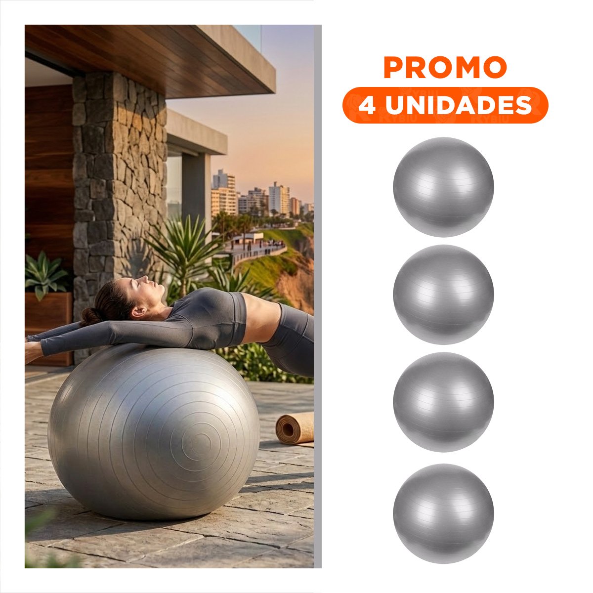PACK4 PELOTON DE EJERCICIO 75CM PLOMO RESISTENTE PARA RUTINAS Y+REGALO STICKER - 1
