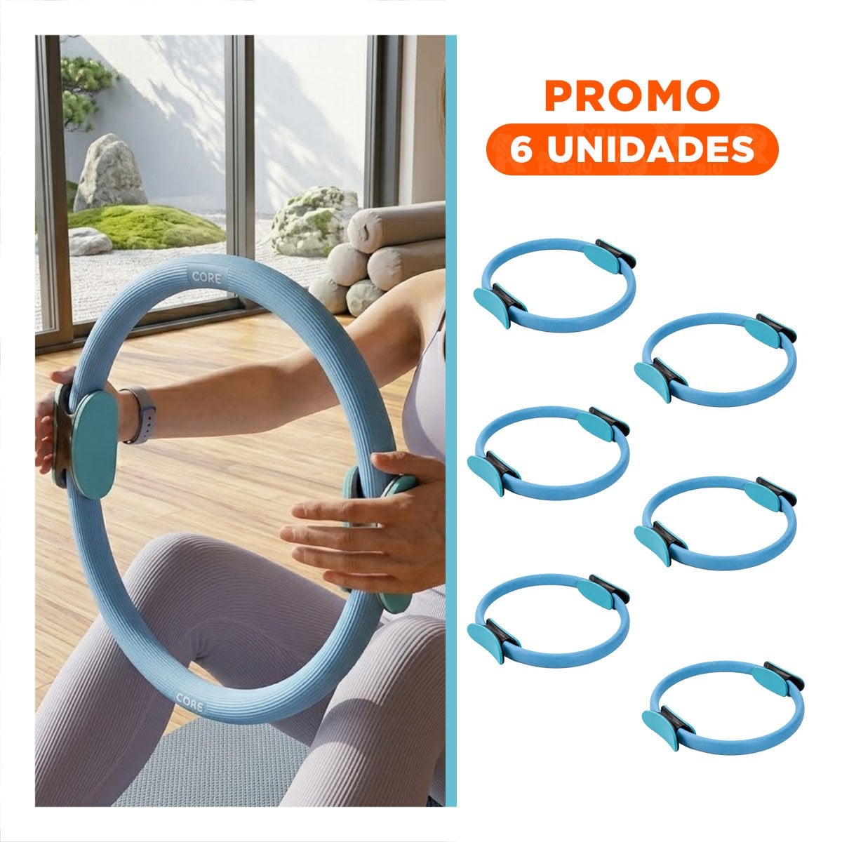 PACK6 ANILLO FITNESS 40 CM CELESTE PARA TONIFICAR BRAZOS PIERNAS Y ABDOMEN - 1