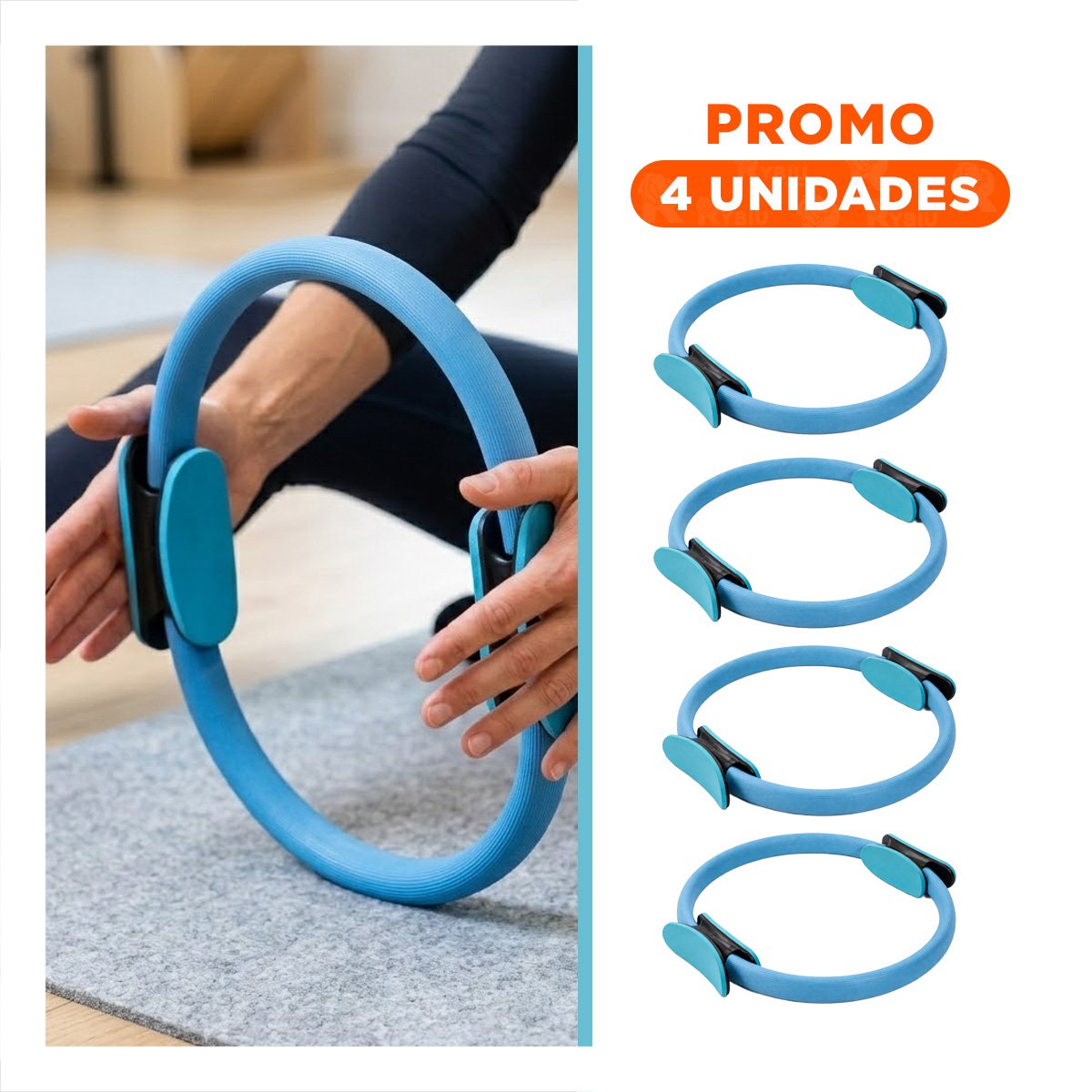 PACK4 CIRCULO FUNCIONAL 40 CM CELESTE PARA EJERCICIOS COMPLETOS DE CUERPO Y+REGALO STICKER - 1