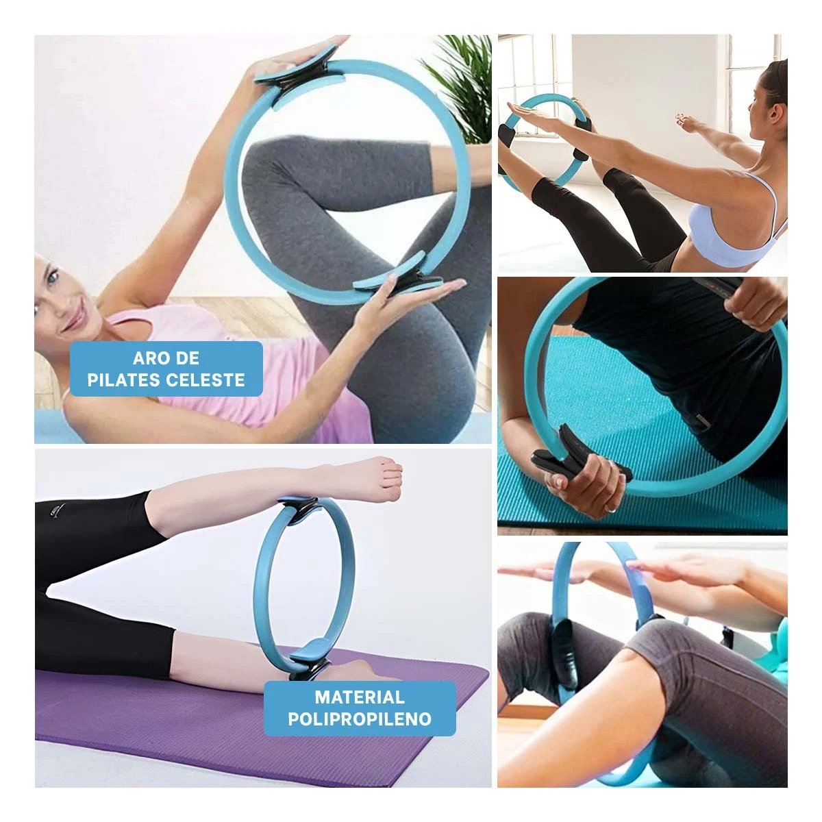 PACK4 CIRCULO FUNCIONAL 40 CM CELESTE PARA EJERCICIOS COMPLETOS DE CUERPO Y+REGALO STICKER - 2
