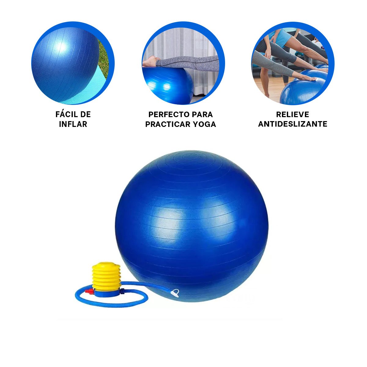 ESFERA DE YOGA 75CM AZUL PROFESIONAL PARA EQUILIBRIO - 3