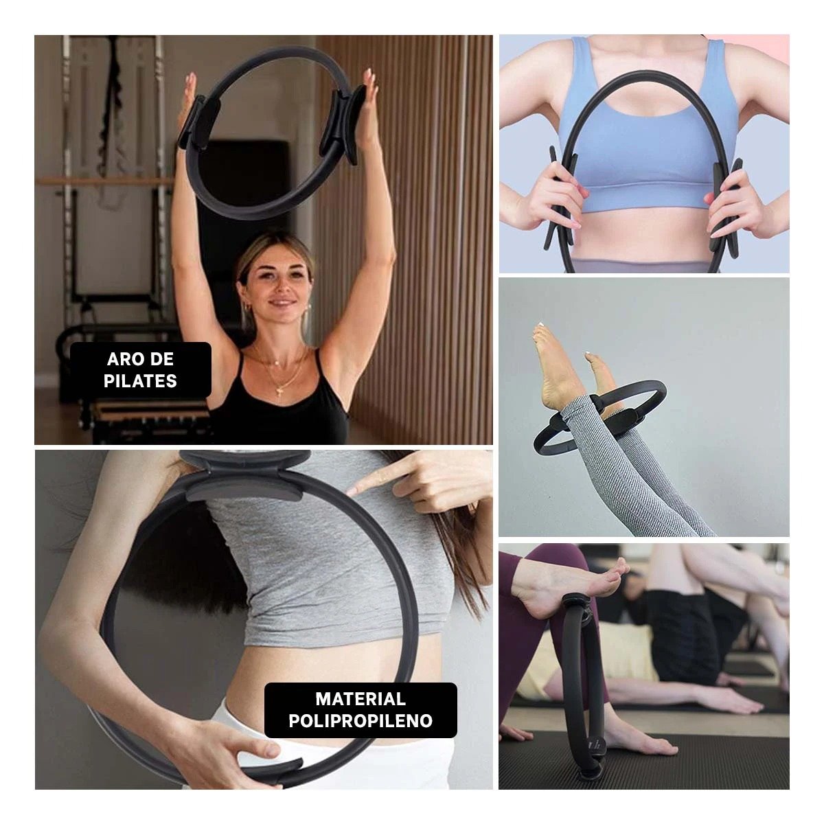 CIRCULO PILATES 40 CM NEGRO PARA MEJORAR FLEXIBILIDAD Y POSTURA CORPORAL - 5