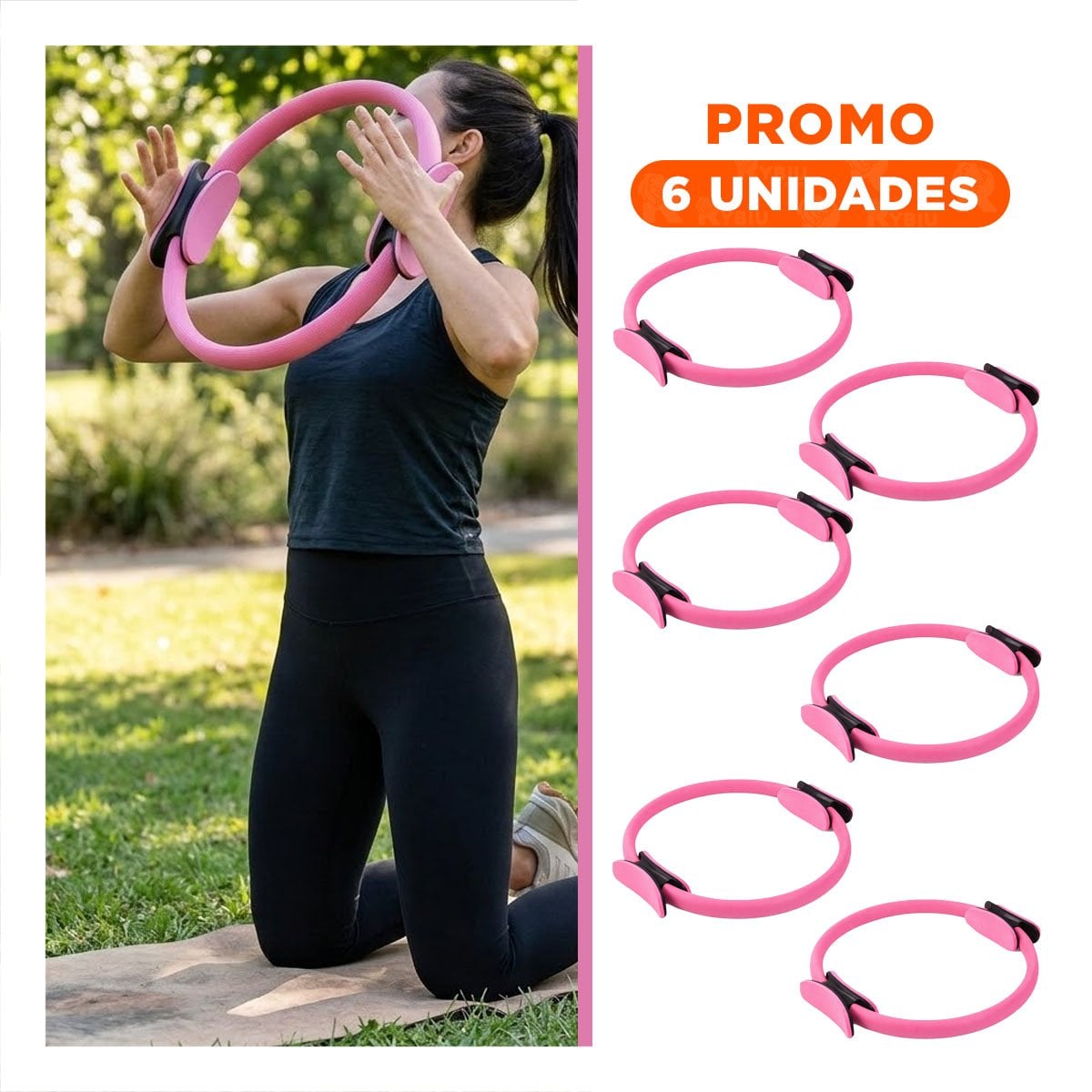 PACK6 ARO PILATES 40 CM ROSADO PARA USAR EN CASA Y MEJORAR EQUILIBRIO - 1