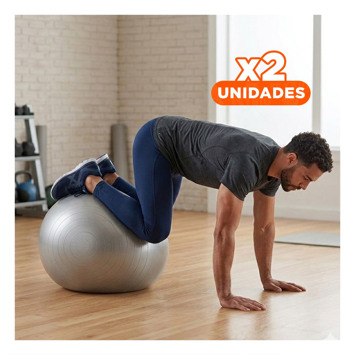 PACK2 PELOTON FITNESS 65CM PLOMO PROFESIONAL PARA GIMNASIO Y+REGALO STICKER - 1