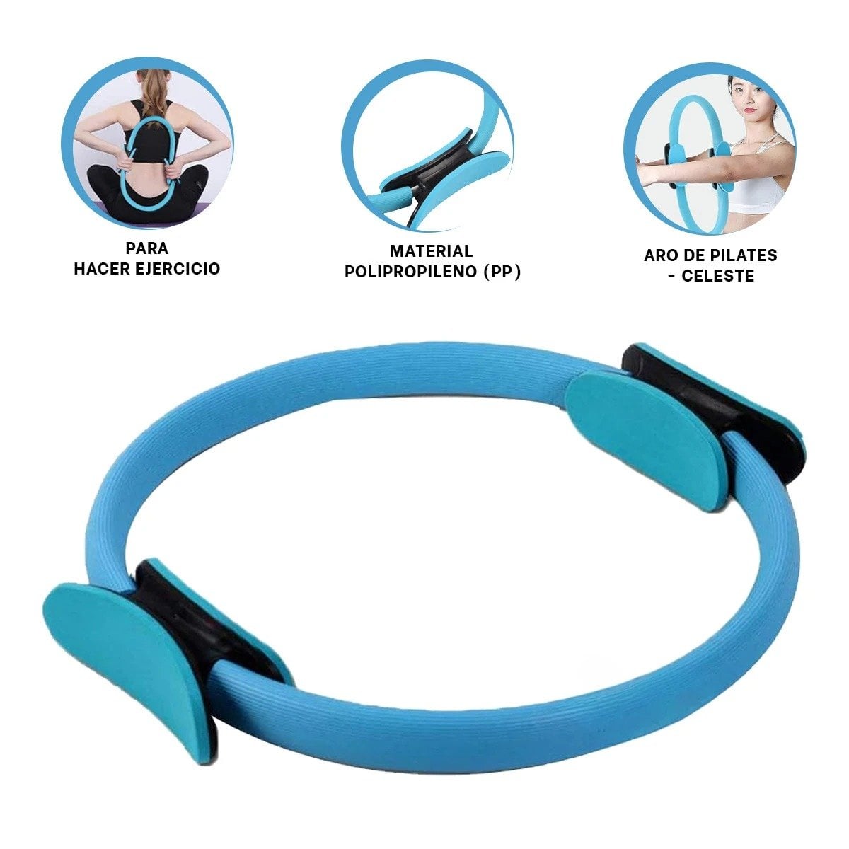 CIRCULO FITNESS 40 CM CELESTE PARA MEJORAR POSTURA Y CONTROL CORPORAL - 3