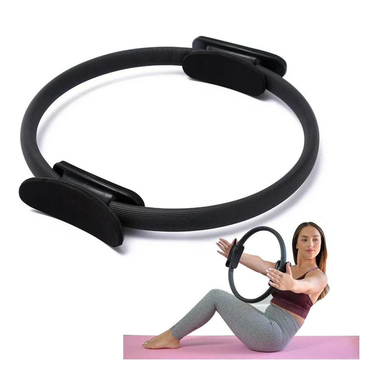 RUEDA PILATES 40 CM NEGRO PARA INTEGRAR EN RUTINAS DIARIAS DE CUERPO Y+REGALO STICKER - 3