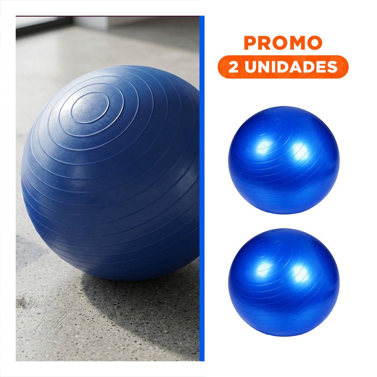 PACK2 PELOTON DE YOGA 75CM AZUL ANTIDESLIZANTE PARA ENTRENAMIENTO - 1