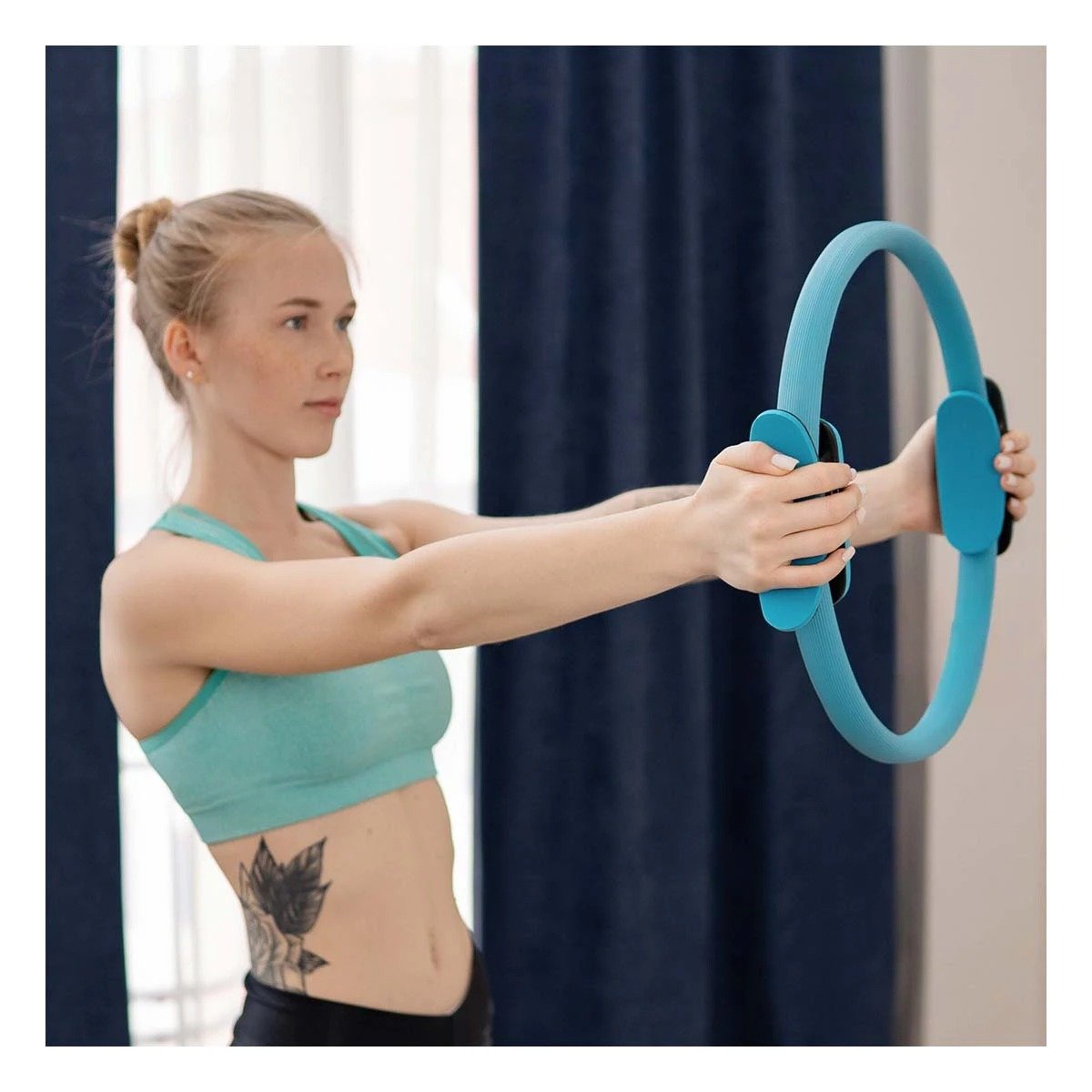 PACK2 ANILLO PILATES 40 CM CELESTE PARA ESTIRAMIENTO Y TONIFICACION Y+REGALO STICKER - 5