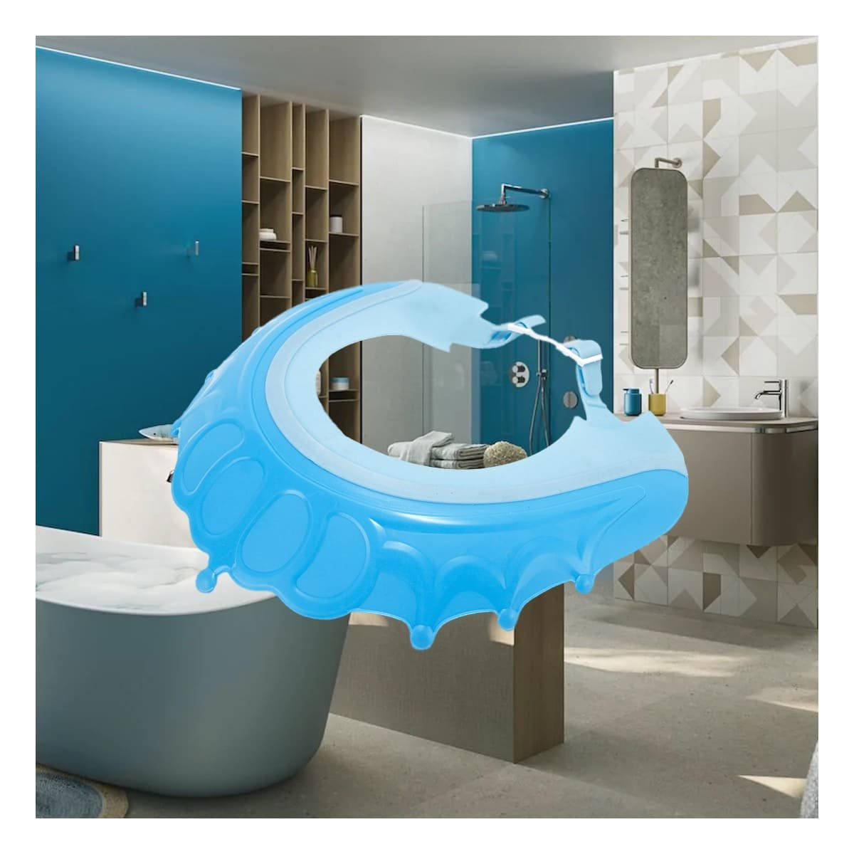 PACK4 RESGUARDO DE DUCHA AJUSTABLE PARA NINOS CELESTE MOL 2 AJUSTE PRACTICO Y+PAPEL REGALO - 2
