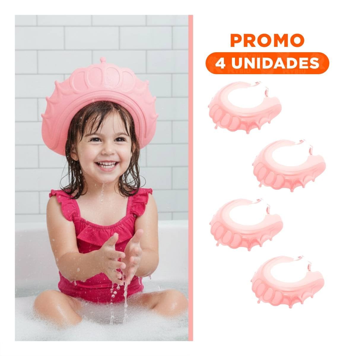 PACK4 RESGUARDO DE DUCHA AJUSTABLE PARA NINOS ROSADO MOL 2 COMODO Y+REGALO STICKER - 1