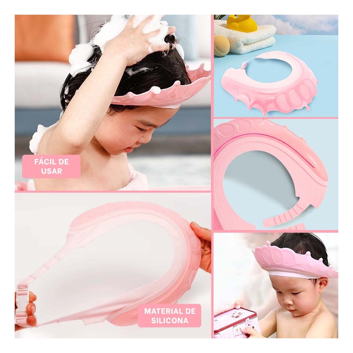 PACK4 RESGUARDO DE DUCHA AJUSTABLE PARA NINOS ROSADO MOL 2 COMODO Y+REGALO STICKER - 2