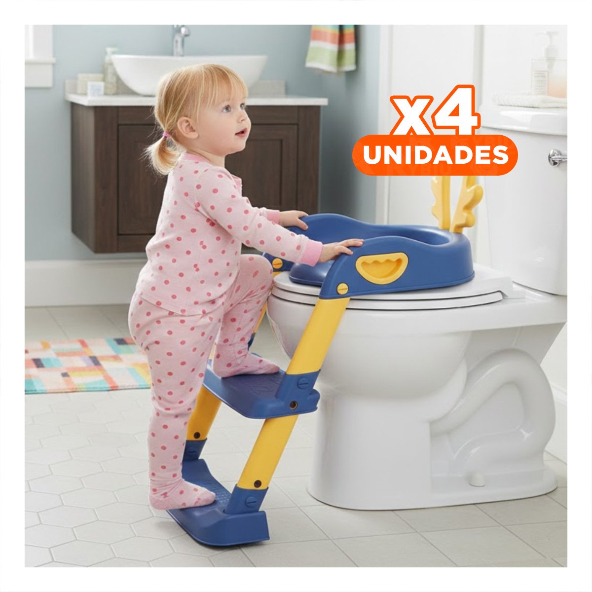 PACK4 PLATAFORMA DE INODORO CON ESCALERA AZUL Y AMARILLO OREJITAS - 1