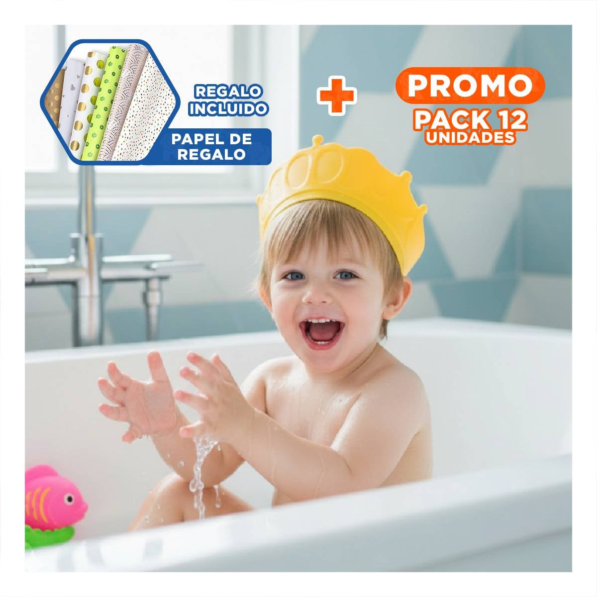 PACK12 SOPORTE DE DUCHA AJUSTABLE PARA NINOS AMARILLO MOL 2 ANTIDESLIZANTE Y+PAPEL REGALO - 1