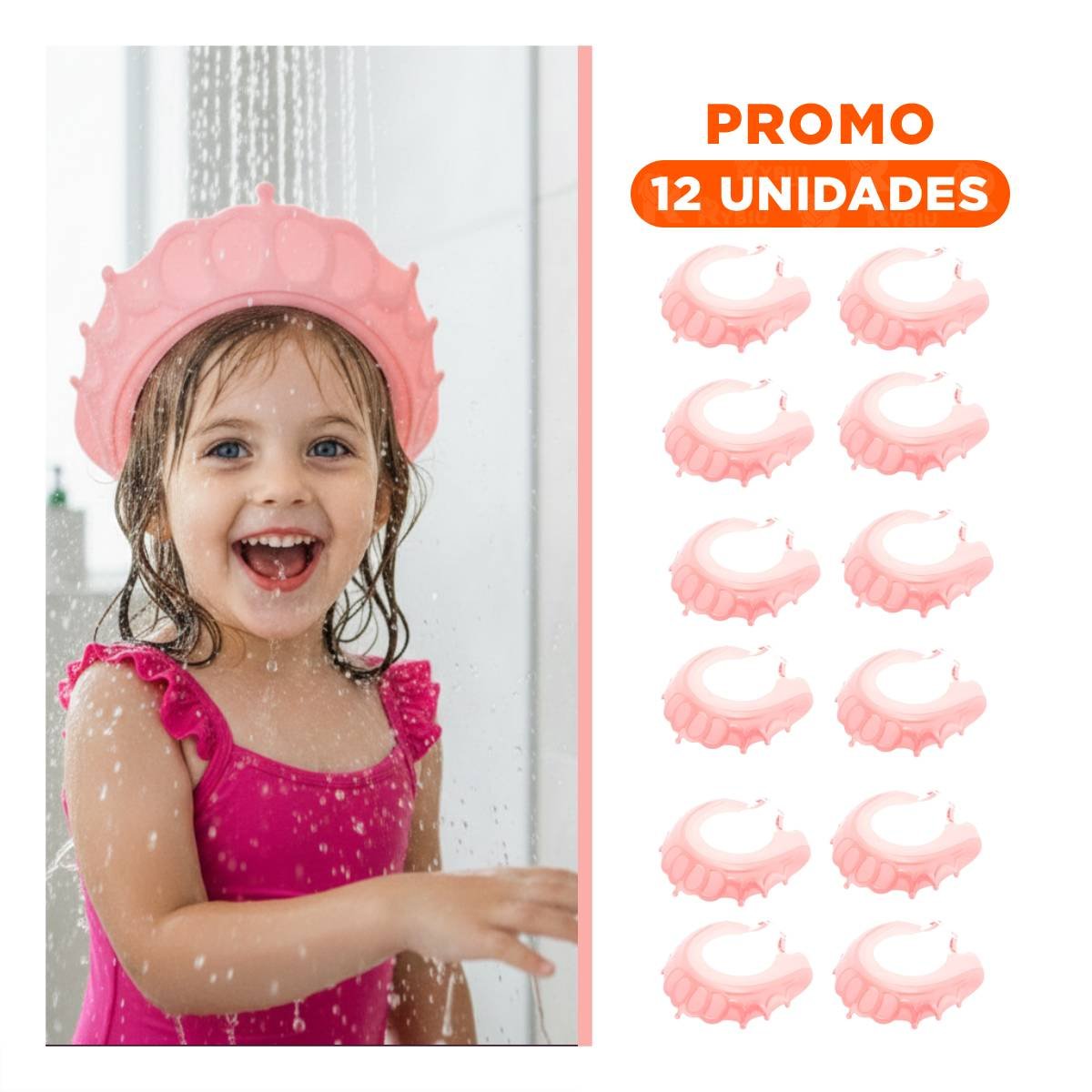 PACK12 AJUSTADOR DE DUCHA PARA NINOS ROSADO MOL 2 COMODO Y+REGALO STICKER - 1