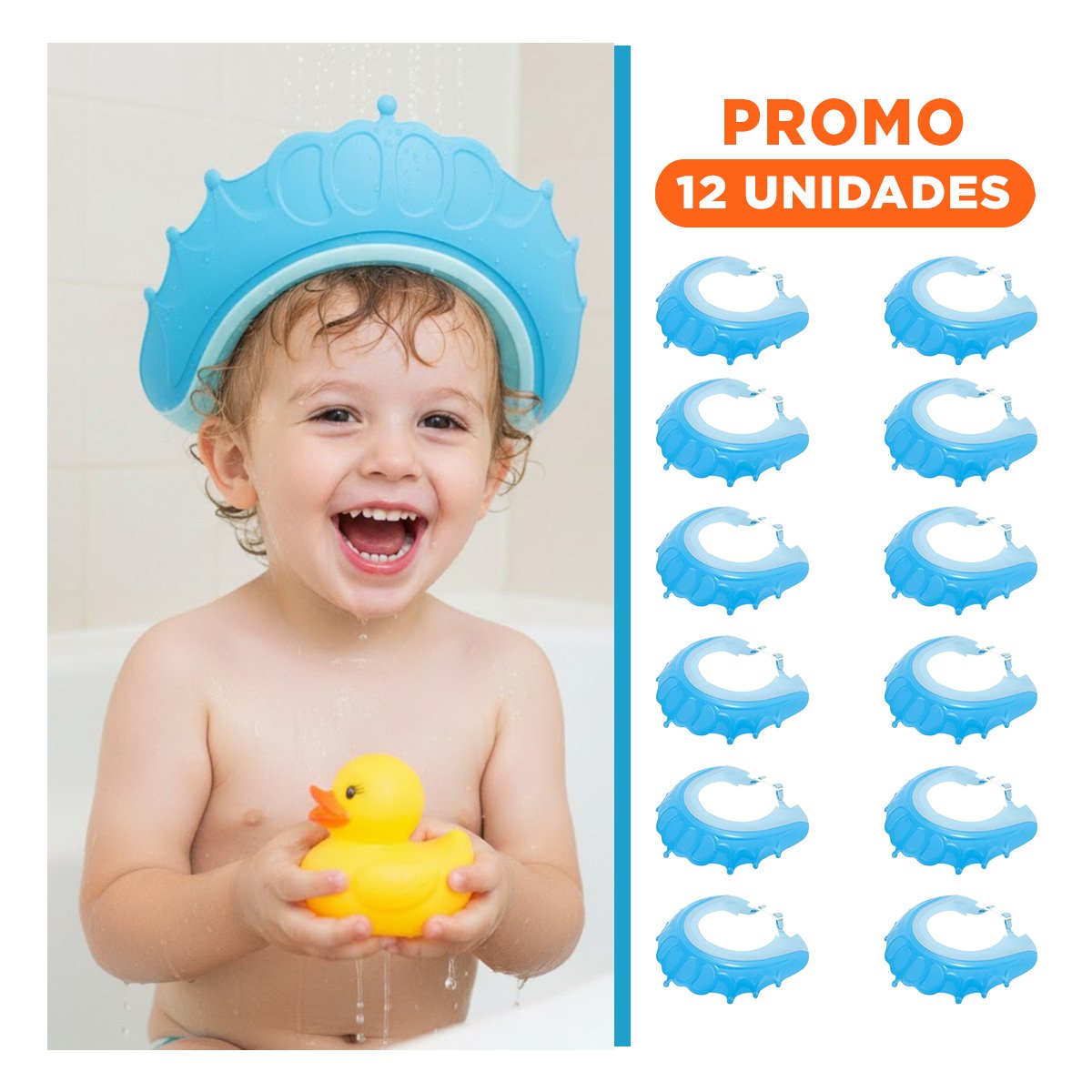 PACK12 AISLANTE DE DUCHA AJUSTABLE PARA NINOS CELESTE MOL 2 CELESTE Y+REGALO STICKER - 1