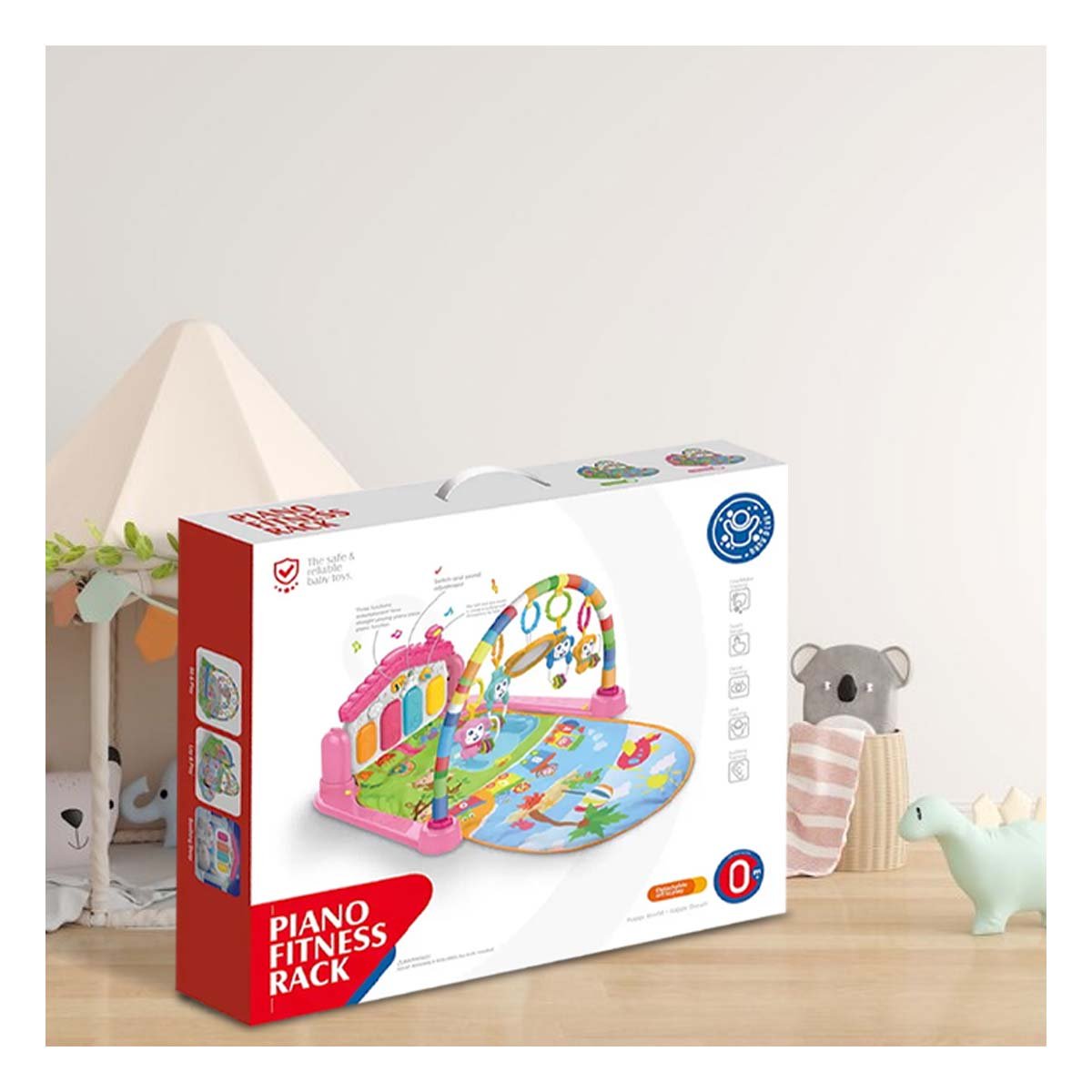 SISTEMA DE ESTIMULACION PARA BEBE CON PIANO CASITA ROSADO HUANGER Y+REGALO STICKER - 2