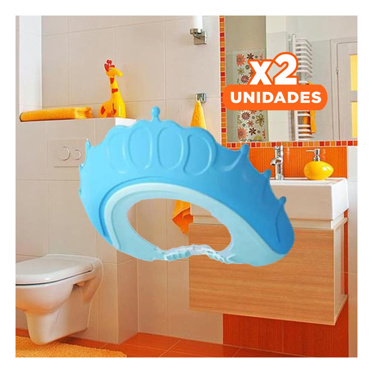 PACK2 COMPLEMENTO DE DUCHA AJUSTABLE PARA NINOS CELESTE MOL 2 SEGURO Y+REGALO STICKER - 1