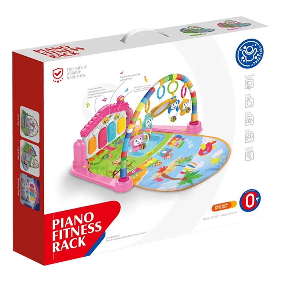 PACK4 MODULO DE ACTIVIDADES PARA BEBE CON ARCO PIANO ROSADO HUANGER Y+PAPEL REGALO - 3