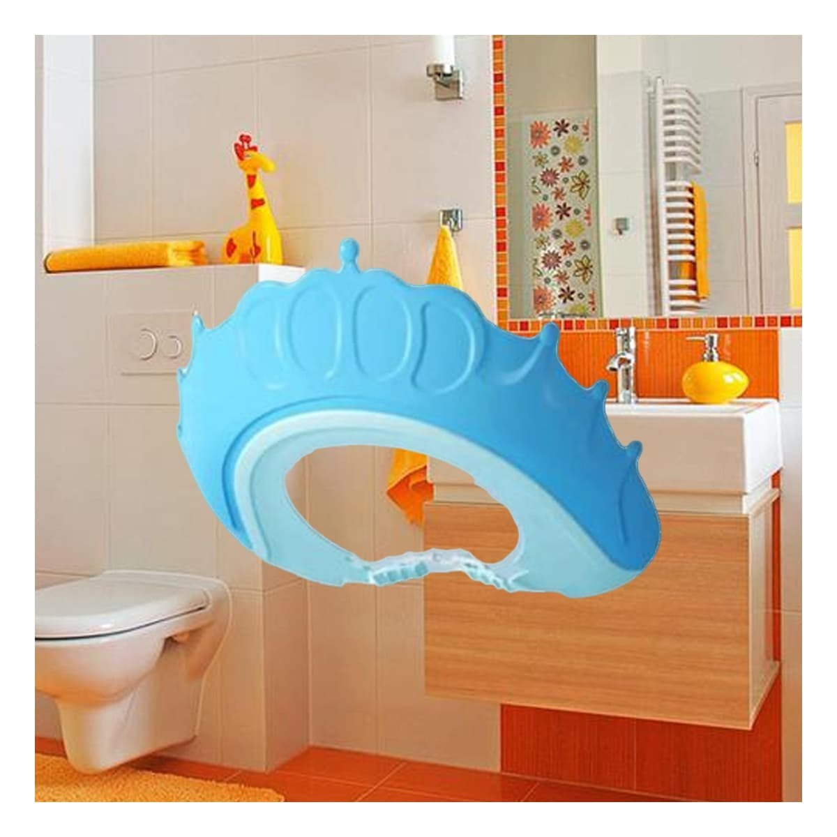 PACK6 CUBRE CABEZA DE DUCHA AJUSTABLE PARA NINOS CELESTE MOL 2 SEGURO Y+PAPEL REGALO - 2