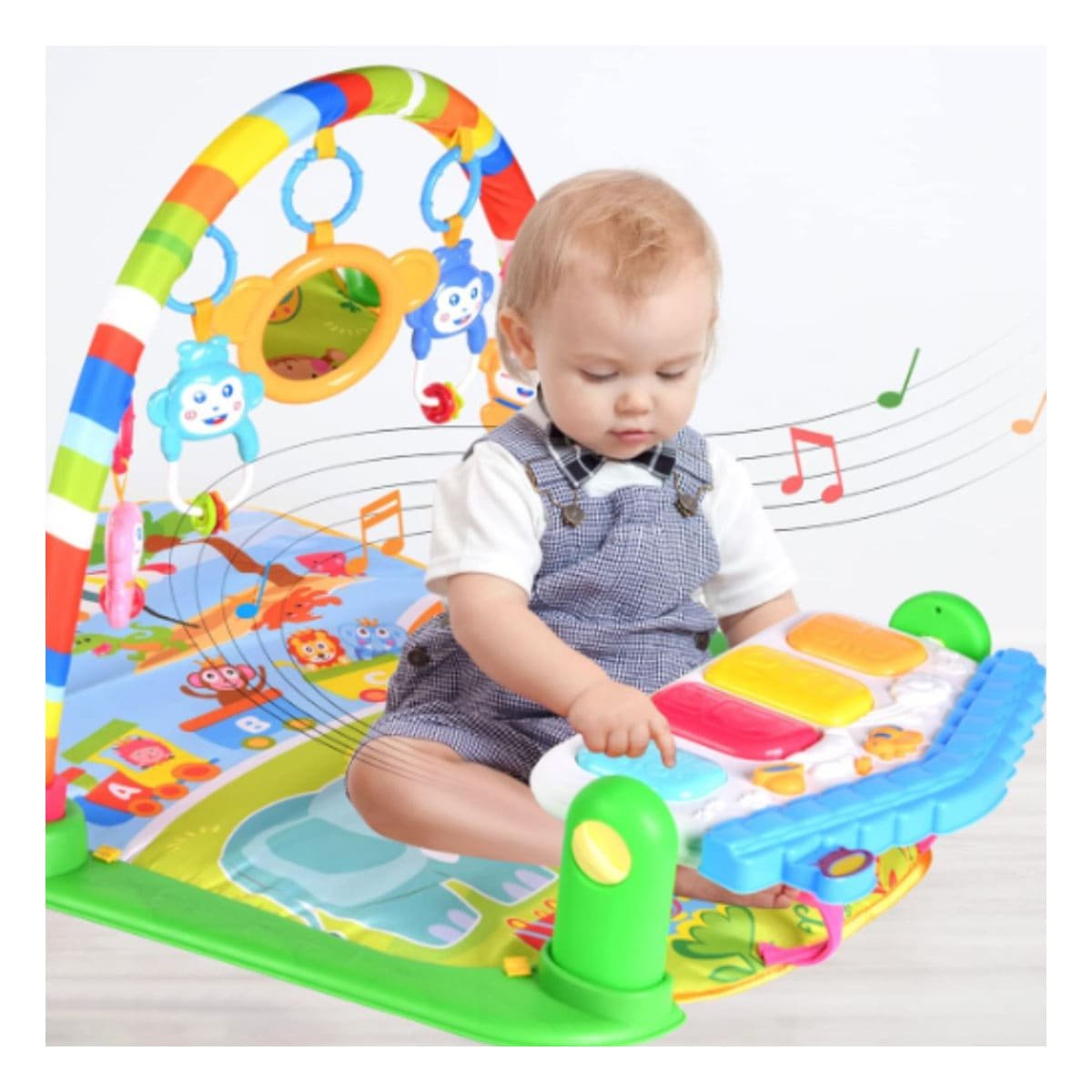 PACK4 MODULO DE ACTIVIDADES PARA BEBE CON ARCO PIANO VERDE HUANGER Y+PAPEL REGALO - 2