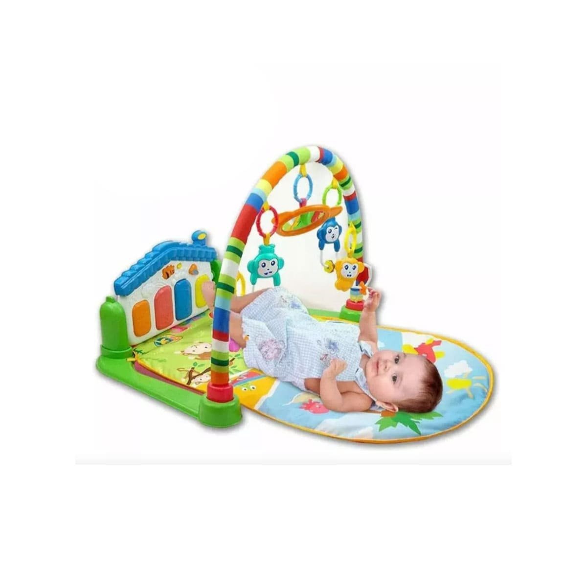 PACK4 MODULO DE ACTIVIDADES PARA BEBE CON ARCO PIANO VERDE HUANGER Y+PAPEL REGALO - 3