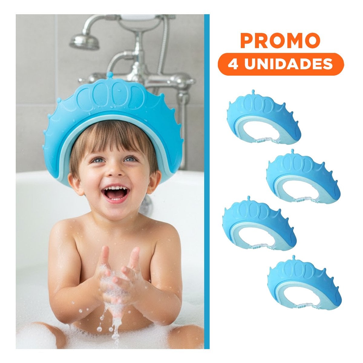 PACK4 DEFENSA DE DUCHA AJUSTABLE PARA NINOS CELESTE MOL 2 MATERIAL FLEXIBLE Y+REGALO STICKER - 1