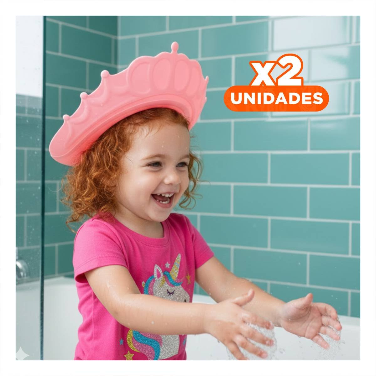 PACK2 ACCESORIO DE DUCHA AJUSTABLE PARA NINOS ROSADO MOL 2 PRACTICO Y+REGALO STICKER - 1