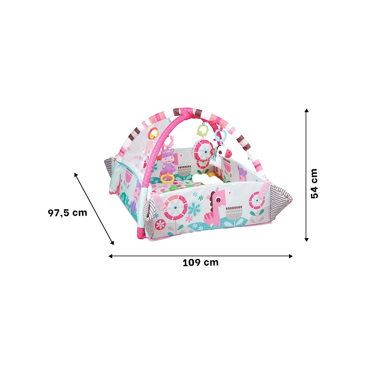 CIRCUITO DE JUEGOS CON PISCINA DE PELOTAS 5 EN 1 ROSADO PARA BEBE Y+PAPEL REGALO - 4