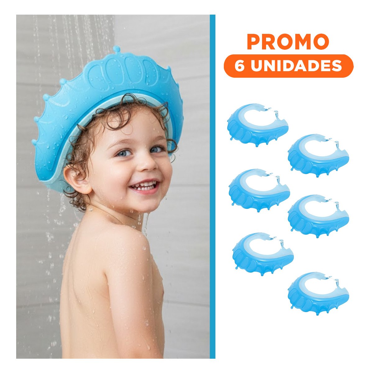 PACK6 CUBRE OJOS DE DUCHA AJUSTABLE PARA NINOS CELESTE MOL 2 COMODO - 1