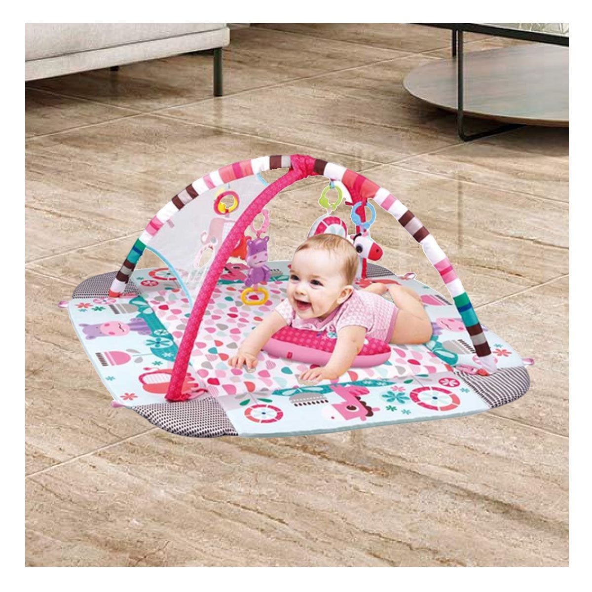 MODULO DE JUEGOS CON PISCINA DE PELOTAS 5 EN 1 ROSADO PARA BEBE Y+REGALO STICKER - 2