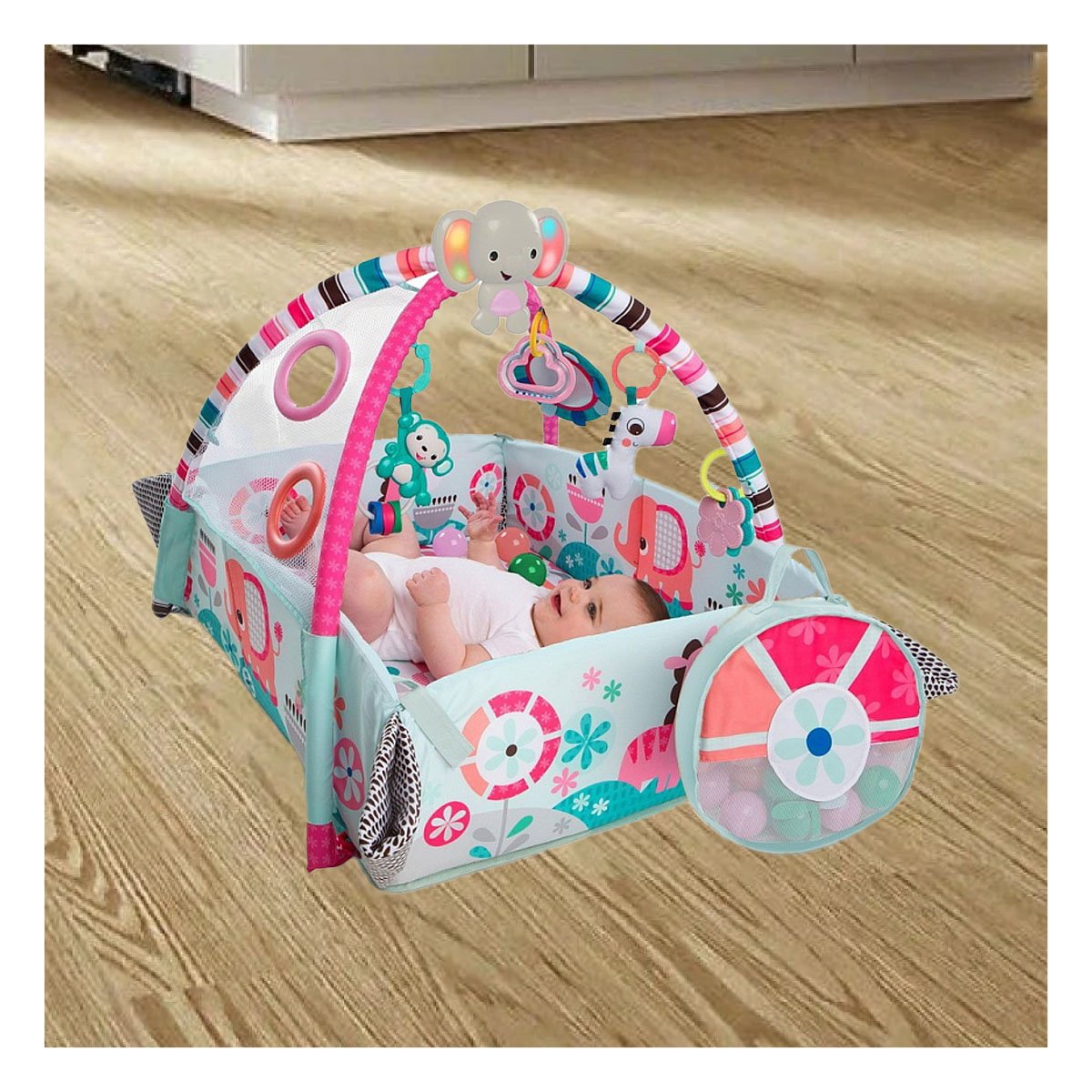 MODULO DE JUEGOS CON PISCINA DE PELOTAS 5 EN 1 ROSADO PARA BEBE Y+REGALO STICKER - 5