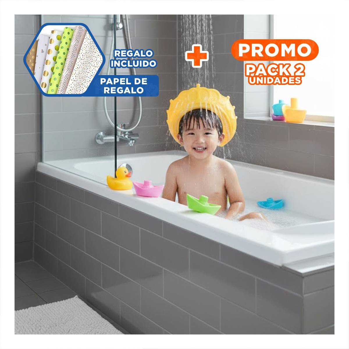 PACK2 ANILLO DE DUCHA AJUSTABLE PARA NINOS AMARILLO MOL 2 LIVIANO Y+PAPEL REGALO - 1