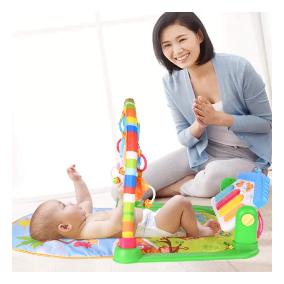 PACK4 SET DE JUEGO INFANTIL CON ARCO Y PIANO CASITA VERDE HUANGER Y+REGALO STICKER - 5