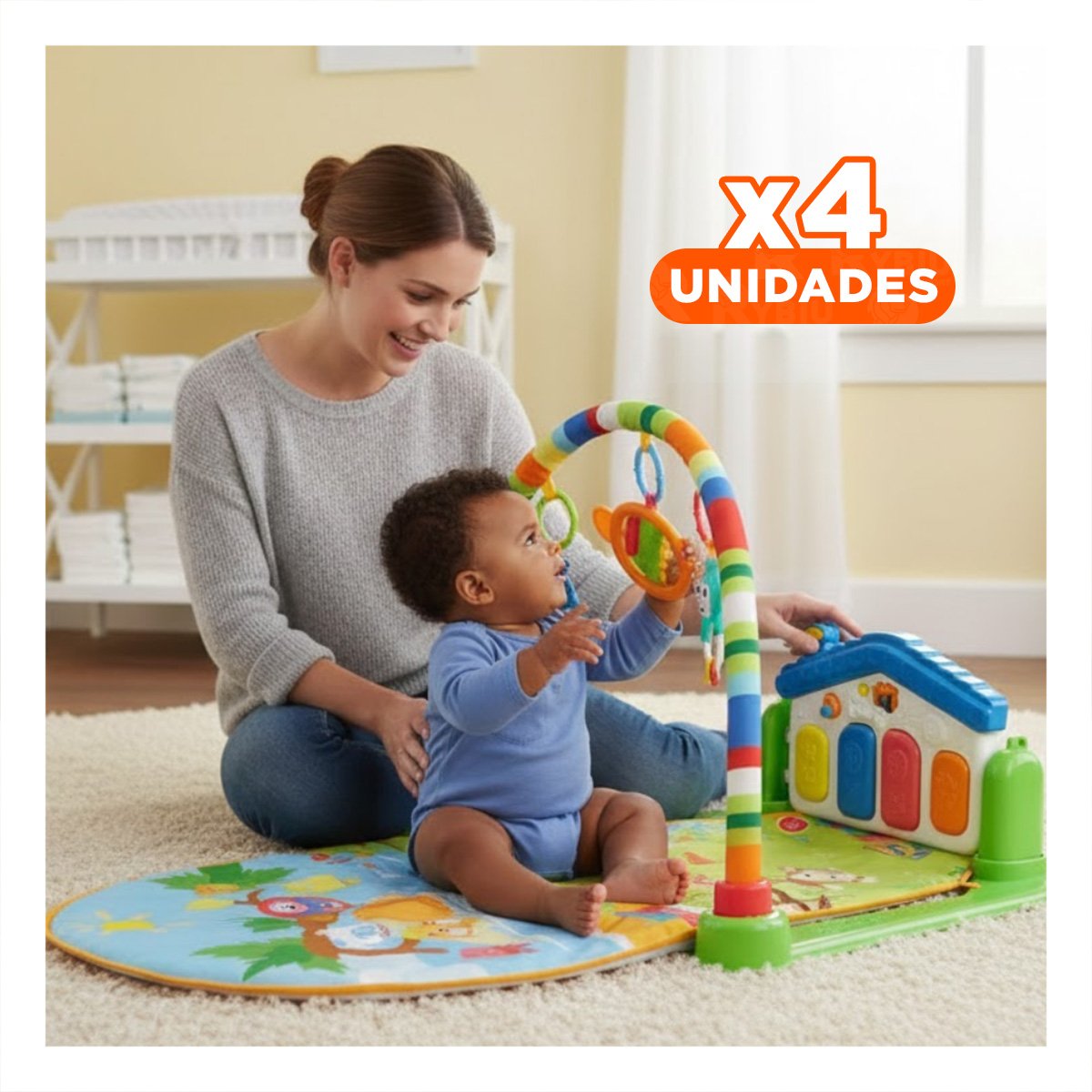 PACK4 PLATAFORMA DE ESTIMULACION PARA BEBE CON PIANO CASITA VERDE HUANGER - 1