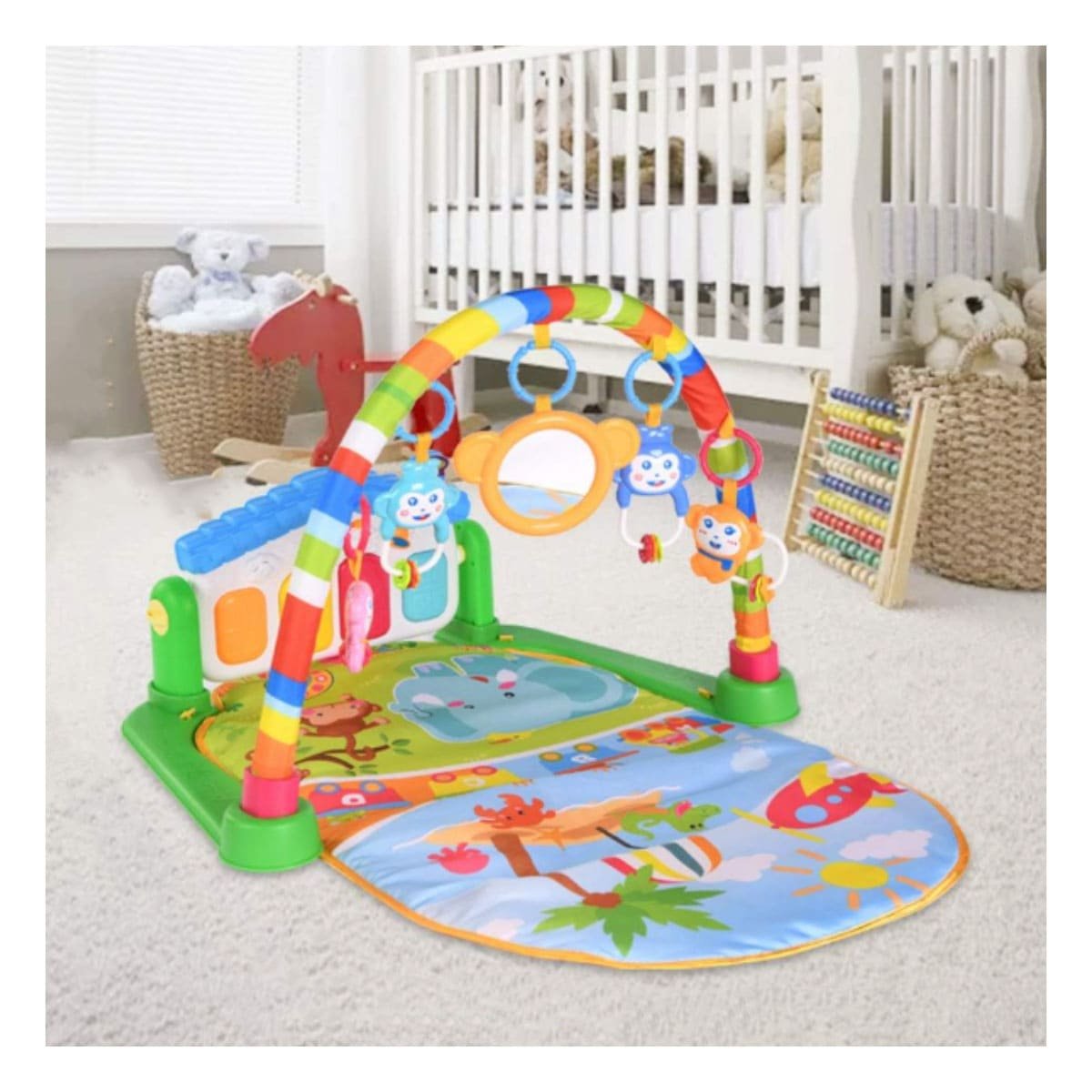 PACK2 GIMNASIO INFANTIL PARA BEBE CON ARCO Y PIANO CASITA VERDE HUANGER - 5
