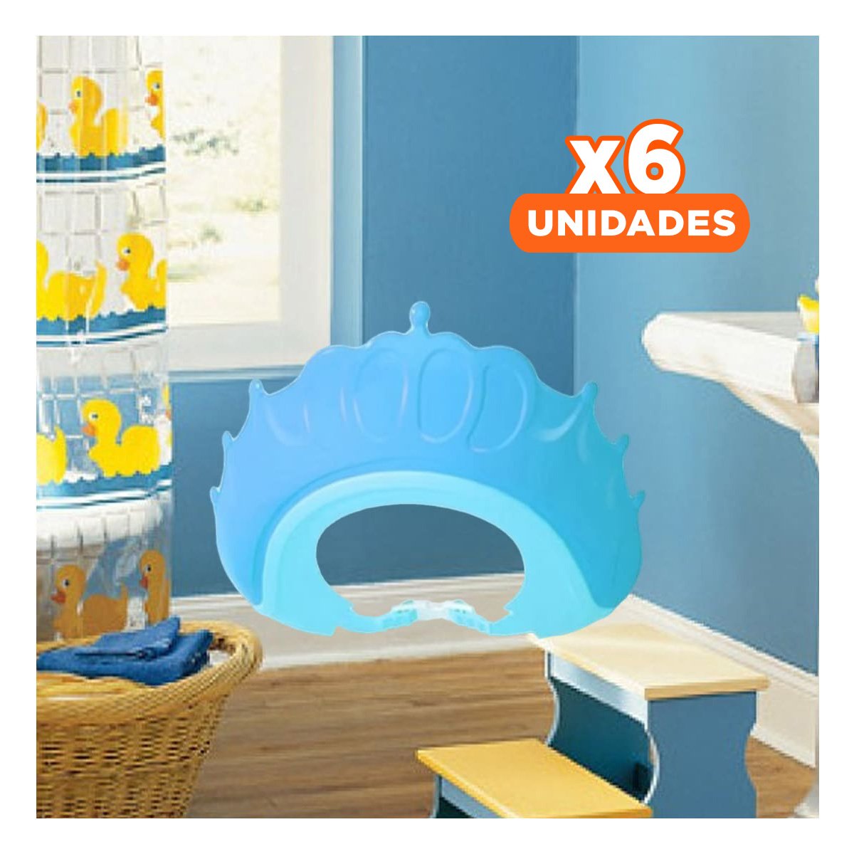 PACK6 BARRERA DE DUCHA AJUSTABLE PARA NINOS CELESTE MOL 2 DISENO ERGONOMICO Y+REGALO STICKER - 1