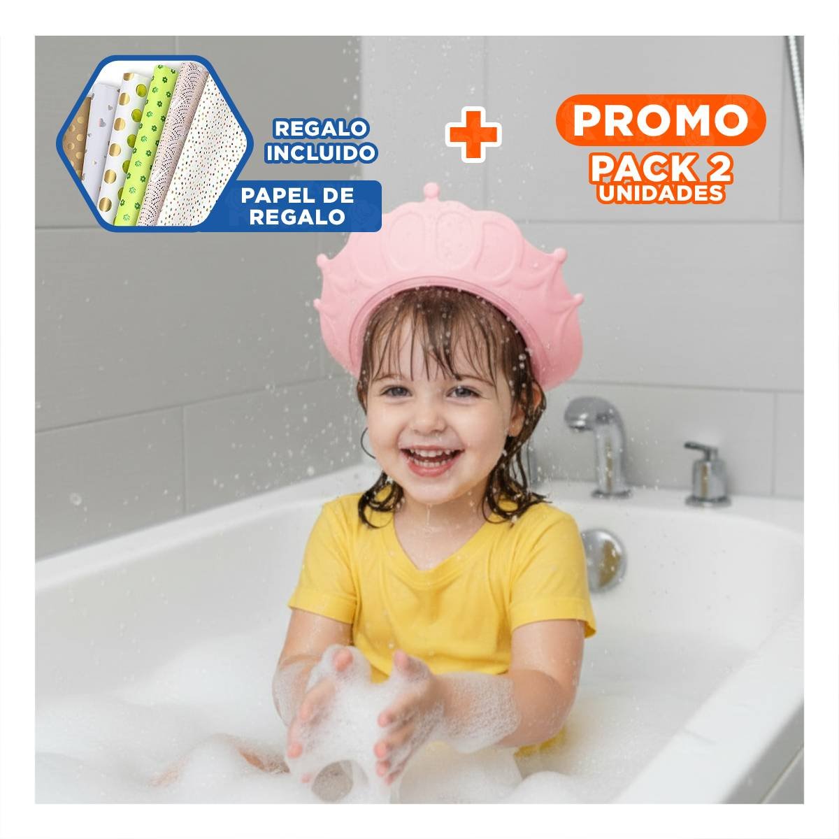 PACK2 ANILLO DE DUCHA AJUSTABLE PARA NINOS ROSADO MOL 2 LIVIANO Y+PAPEL REGALO - 1