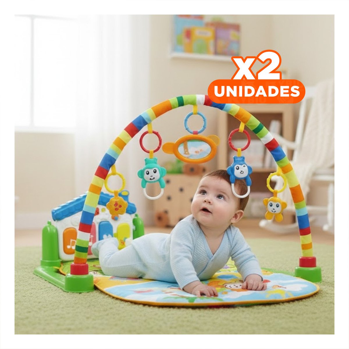 PACK2 TAPETE DIDACTICO PARA BEBE CON ARCO Y PIANO CASITA VERDE HUANGER Y+REGALO STICKER - 1
