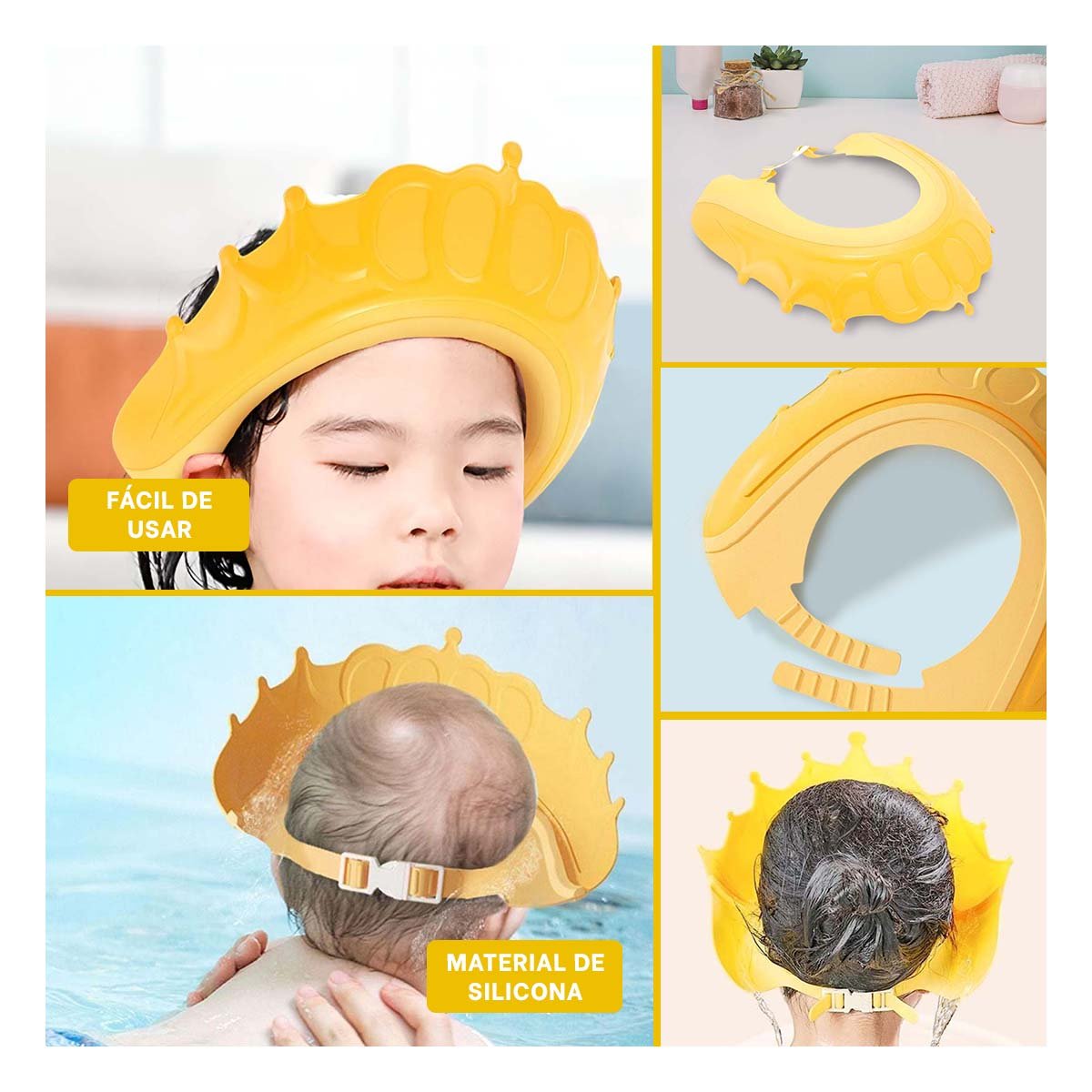 PACK4 RESGUARDO DE DUCHA AJUSTABLE PARA NINOS AMARILLO MOL 2 COMODO Y+REGALO STICKER - 2