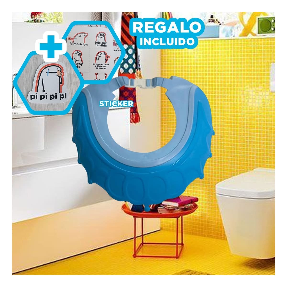 BANDA PROTECTORA DE DUCHA AJUSTABLE PARA NINOS CELESTE MOL 2 Y+REGALO STICKER - 1