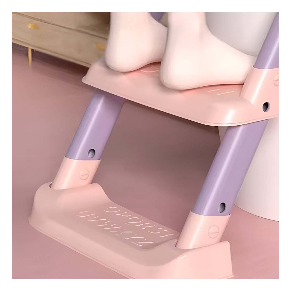PACK2 ASIENTO DE INODORO CON ESCALERA ROSADO Y LILA OREJITAS - 3