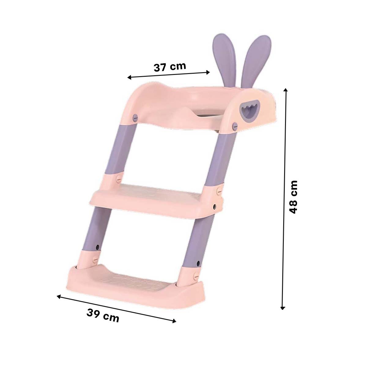 PACK2 ASIENTO DE INODORO CON ESCALERA ROSADO Y LILA OREJITAS - 4