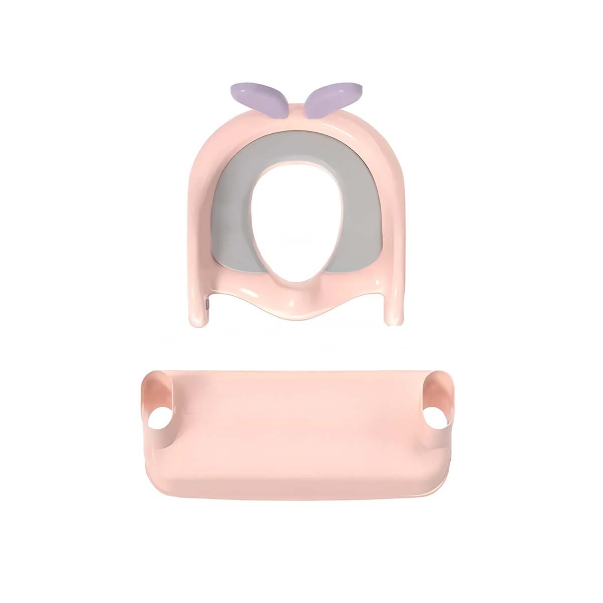 PACK4 SISTEMA DE INODORO INFANTIL CON ESCALERA ROSADO Y LILA OREJITAS Y+PAPEL REGALO - 3