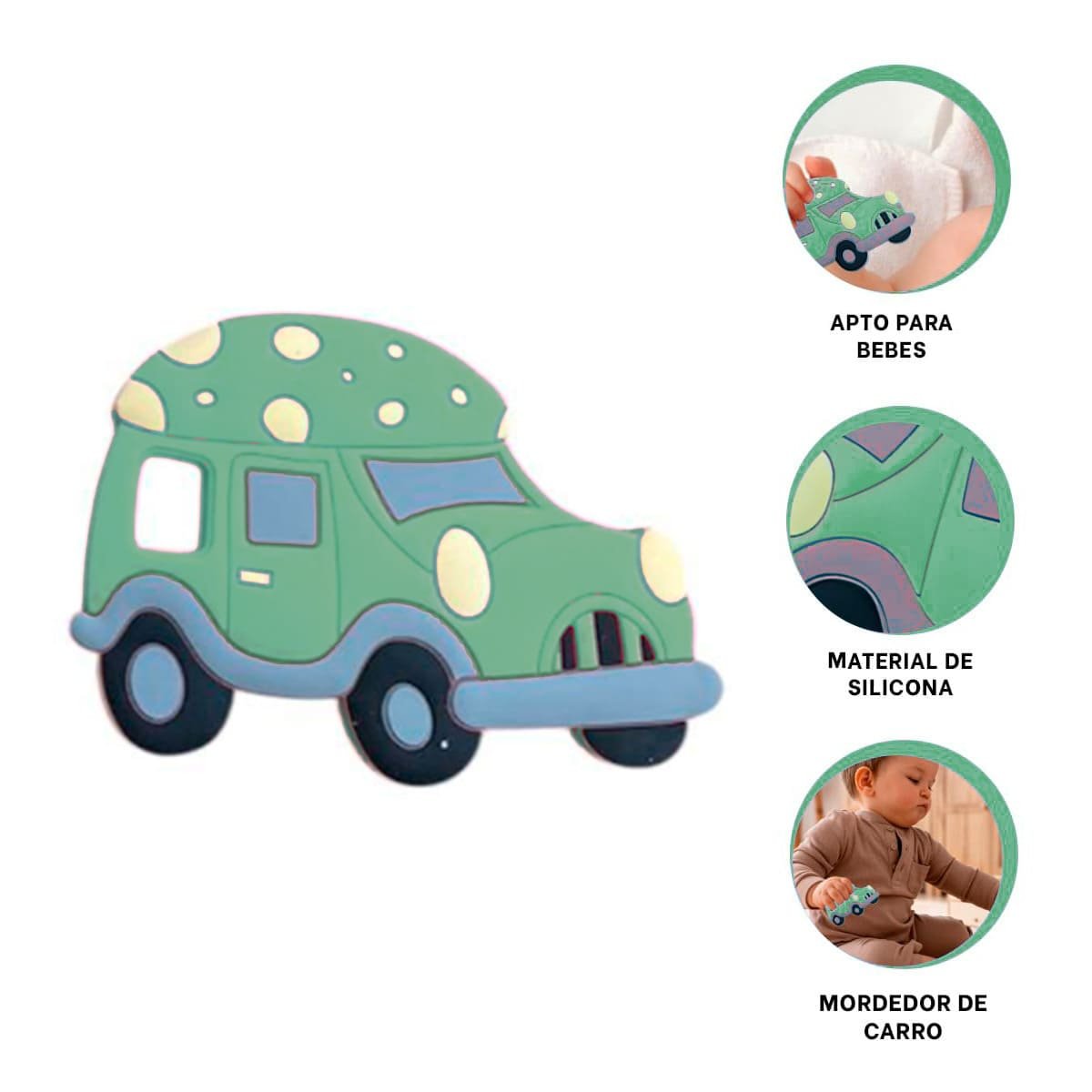 PRODUCTO DE DENTICION INFANTIL EN SILICONA CON PUNTOS VERDE - 3