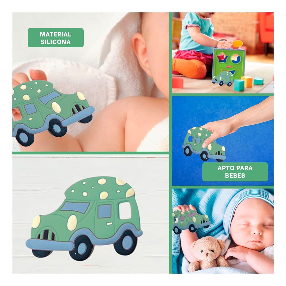 PRODUCTO DE DENTICION INFANTIL EN SILICONA CON PUNTOS VERDE - 5