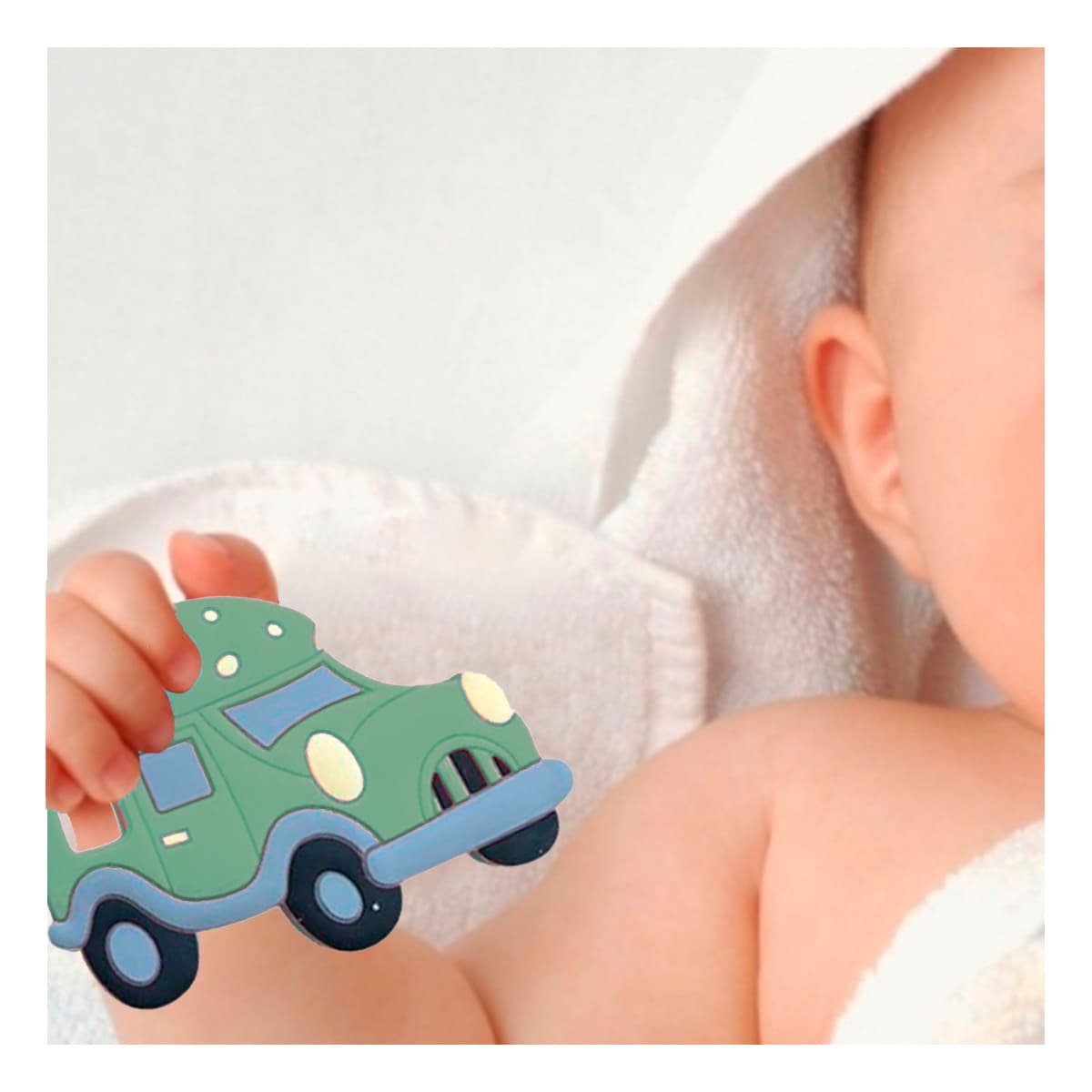 PACK12 SOLUCION MASTICABLE PARA BEBE EN SILICONA CON PUNTOS VERDE Y+PAPEL REGALO - 5